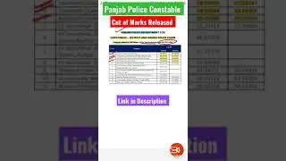 Punjab Police Constable  Cutoff Marks Released 2021