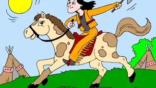 Pobarvanka za otroke - Indijanec na konju