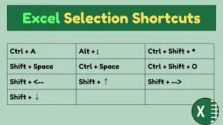 Selection Shortcut Keys in Excel | Time Saving