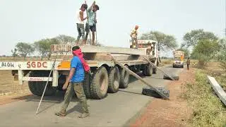 कमजोर दिल वाले ना देखे 😓😱 RCC Pole Excellent Unloading with sefty Easily Work By Truck trailer