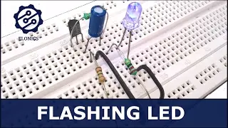 Flashing LED circuit using transistors on Breadboard - Basic Electronics Projects