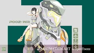 Speed drawing Mechwarrior in OpenToonz digital animation software