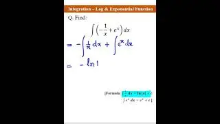 Integration - Log & Exponential Function || Math Practice #shorts #maths #calculus #integration