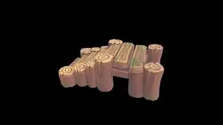 Low Poly Stylized Log Stairs | Low Poly Game Ready Asset