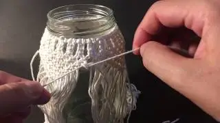 Macrame jar holder - diagonal double half hitch knot