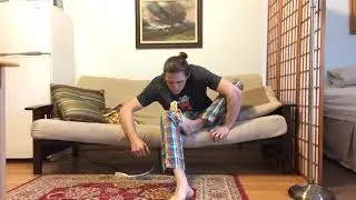 Eating a banana with my feet