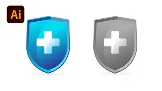 Health Insurance Shield / Medical / Icon Design Process / Glossy Effect / Adobe Illustrator Tutorial