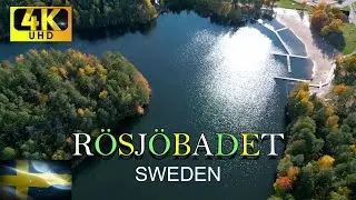 Rösjöbadet,Sollentuna,Sweden.Badplats.Rösjön Från drönare