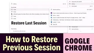 How to restore previous session in Google chrome