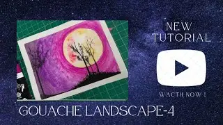 How to paint landscape using gouache colors, part-4. Beginner friendly tutorial.