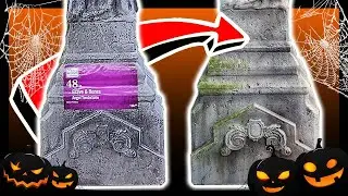 Repainting a Plastic Gravestone for Halloween