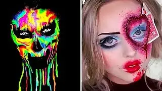УСТРАШАЮЩИЕ ПРЕОБРАЖЕНИЯ НА ХЭЛЛОУИН😍🎃 |  СТРАШНЫЙ ГРИМ МАКИЯЖ ПОДБОРКА