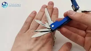 Брелок-мультитул Mirazen 6 в 1 / фонарь, плоскогубцы, нож, пила, открывашка, отвертка / Синий