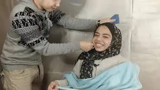 زوجي اول مرة يعملي skincare | My husband first time worked as a skincare