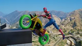 GTA 5 Iron Spiderman Motorcycle Ragdolls/Jump/Fail/Parkour eps.17(Euphoria Physics)