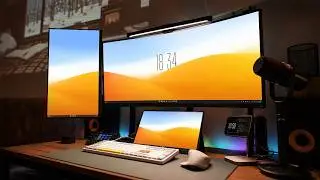 3 Monitors Dream Desk Setup in Small Bedroom