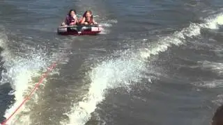 My cousin and her friend being pulled on a float.😀