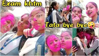 Exam khtm Tata bye bye 🤪last day of class 9th😂 Happy holi in advance 💗#varshashahu#class9#vlog