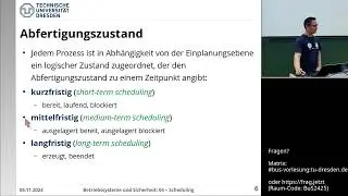 Vorlesung Betriebssysteme – 03.2, 04.1 Scheduling