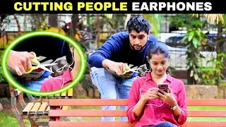 Cutting People Earphones Prank | Prakash Peswani Prank |