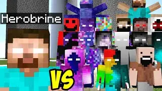Herobrine vs ALL Creepypasta mobs in minecraft