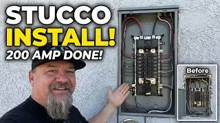 How to Install a 200 amp Electrical Panel in a Stucco Wall Outside. Solar Ready Electrical Service.