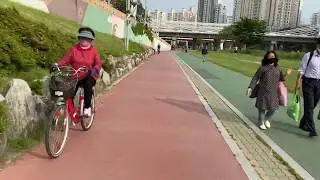 [4K]  Beautiful view When I Ride Cycle along to the river 강을 따라 자전거를 탈 때 아름다운 전망  