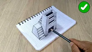 With this TRICK, drawing in 3D is easier 🔥 Draw a tower and stairs for beginners