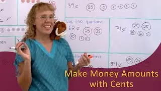 Practice problems for making money amounts with cents (1st grade math)