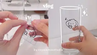 Vlog ✨ How I Make Cute Aesthetic Glass Cup ft. HTVRONT | Studio Vlog