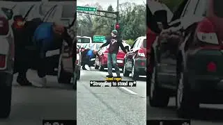 Road Raging Man kicks Drivers Car Bumper