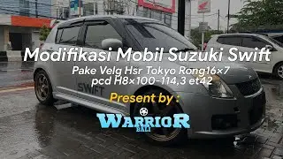 Modifikasi Mobil Suzuki Swift Pake Velg HSR Tokyo Ring16x7 Pcd H8x100-114,3 Et42