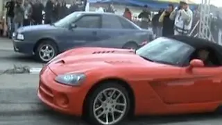 Dodge Viper 8.6 V10 [10.4@133] Vs. Audi 90 Quattro Turbo Drag Race [1/4 Mile]