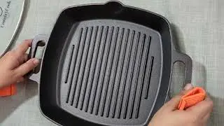 Country Cook - Cast Iron Grill Pan with Lid