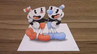 Drawing Cuphead and Mugman in 3D | Fan Art