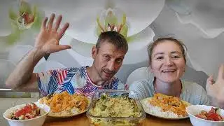 МУКБАНГ РИС С НАВАГОЙ, ЗАПЕКАНКА ИЗ БРОККОЛИ | MUKBANG NASTIA'S CASSEROLE #мукбанг #mukbang