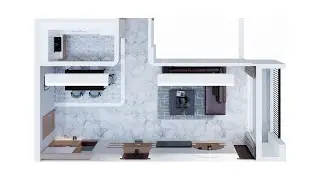 Photorealistic render studio (42.13 sqm) | Sketchup 2021 + Enscape 3.5