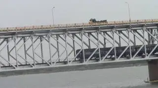 Lorry on Train-Road/Rail Bridge on Godavari at Rajamundry-East Godavari District-AP-India