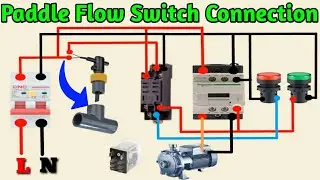 Water pump paddle flow switch connection with contactor  