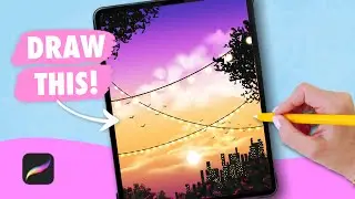 Draw With Me - Aesthetic Sunset | Procreate Digital Art Drawing Tutorial for Beginners