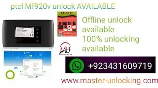 PTCL CHARJI MF920V UNLOCK ! MASTER UNLOCKING