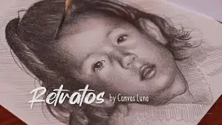 Proceso de dibujo a lapiz I Retrato niña I Canvas Luna