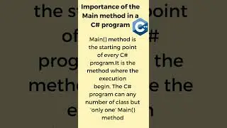 The Importance of the Main Method in C# Programs #cprogramming