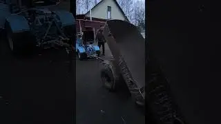 Прицем с гидравлическим цилиндром САМОСВАЛ на МИНИТРАКТОР ПЕРЕЛОМКУ самодельный