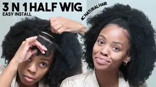 NOT YA MAMA'S 90s Drawstring! 3-n-1 Half Wig For 4C NATURAL HAIR Ft. HerGivenHair ♡