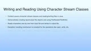 Writing and Reading Using Character Stream Classes | Lecture 31: I-O Stream-II
