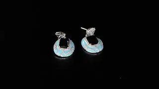[925 silver deep sapphire earrings]: Elegant blue lacquered earrings, showing your noble temperament