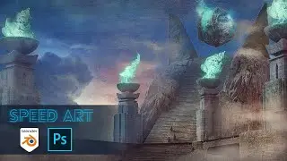 Creating a FANTASY ALIEN ENVIRONMENT illustration - Concept art in Blender and Photoshop