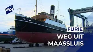 Stoomsleepboot Furie voor groot onderhoud even uit Maassluis