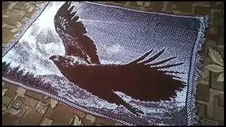 Плед "ПАРЯЩИЙ  ОРЛАН"  в мозаичной технике крючком